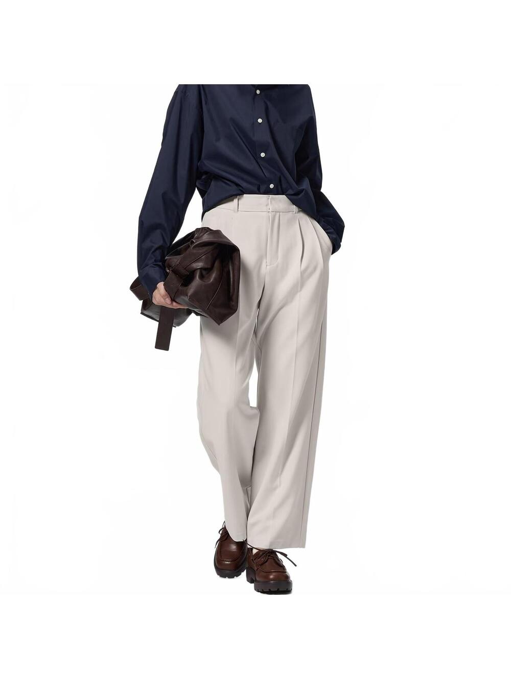 Uniqlo GU Pleated Wide-Leg Pants NWT Natural Small